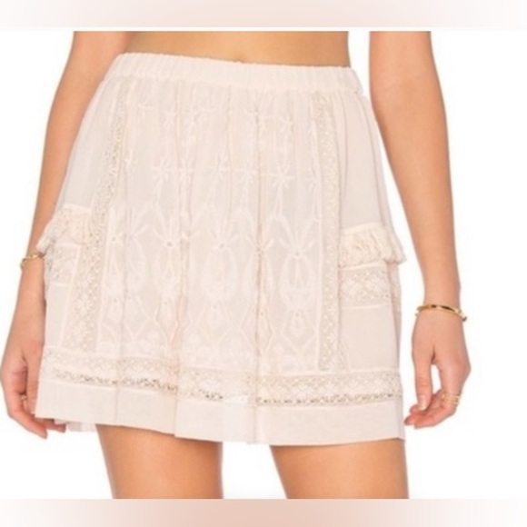 Ulla Johnson Revolve Nellie Skirt Peony Pink Mini Silk Fringe Bohemian Lace US 2 - Picture 1 of 12
